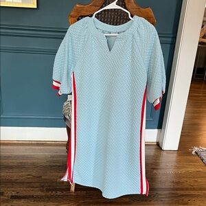 Elegant Blue and Red Women's Dress